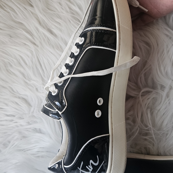 Christian Louboutin Black and White Sneakers with Glossy Finish - Picture 7 of 16